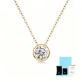 Elegante collana con pendente in moissanite rotonda in argento S925 placcato oro 18k - 45cm / Collana con certificato GRA e confezione regalo / Oro