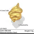 Vista dettagliata dell'anello a conchiglia in acciaio inossidabile dorato con misure - Stile Forma a Conchiglia Oro (JZ-YS451)