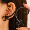 Gothic punk black scorpion ear cuff earring with intricate insect design details - Scorpion Ear Wraps Pair (X480)