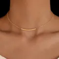 Minimalist gold-plated clavicle necklace featuring a sleek polished curved bar pendant - Minimalist Curved Tube Collar Necklace (21356)