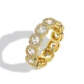 Luxurious iced out gold plated hip hop ring with 8mm full pave cubic zirconia stones - US 5 / Gold