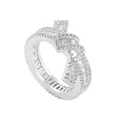 Hip-Hop-Ring in Silberoptik mit Schleifendesign und vollbesetzten Zirkoniasteinen - Größe 7 / Kreuzknoten-Design (Stil 13) / Silber