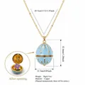 Openable egg-shaped enamel flower pendant necklace in gold-plated copper - February Flower