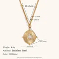 Collier en acier inoxydable plaqué or 18K avec un pendentif soleil en marbre naturel - Pendentif Ovale Texturé Cristal Blanc (N3232-3243)