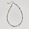 Handmade colorful natural stone beaded necklace with faceted gems and gold spacers - Necklace / 38+5cm / Colored Beads
