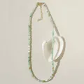 Handmade faceted natural stone beaded necklace with gold spacers on cream background - Necklace / 38+5cm / White Green