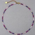 Elegant faceted purple and pink natural stone beaded necklace with small gold spacers - Necklace / 38+5cm / Grape Purple