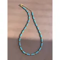 Elegant retro blue natural stone beaded necklace with gold spacers in SKU variant. - Necklace / 38+5cm / Royal Blue and Gold