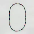 Vintage handmade beaded necklace with colorful faceted natural stones and gold spacers - Necklace / 55cm / Blue and Green