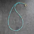 Dainty light blue faceted natural stone beaded necklace with gold spacer accents for women - Necklace / 38+5cm / Sapphire Blue
