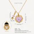 Collar de relicario de esmalte de corazón con dije de cucharilla, acabado en oro 18k - Estilo de Collar de Relicario de Taza Morada / Púrpura