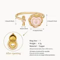 Anillo de relicario de cobre en forma de corazón con detalle de pez perla para niñas - Estilo de Anillo de Relicario de Taza Rosa / Rosa