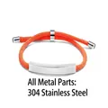 Woven orange rope bracelet with 304 stainless steel curved bar plate - Orange Rope/Silver Metal