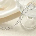 Close-up detail showing the metallic texture of the titanium steel lip chain necklace. - 40+5cm / Lips Chain / Silver