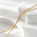Close-up of a minimalist gold titanium steel snake chain necklace for women - 40+5cm / Snake Chain / Gold