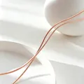 Macro detail of a rose gold titanium steel snake chain necklace on white background. - 40+5cm / Snake Chain / Rose Gold