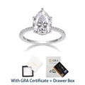 Anillo de plata de ley S925 con una moissanita en forma de pera y acabado oro blanco - Talla US 5 = Talla HK 11 / Anillo de Moissanita Talla Pera de 4 Quilates con Certificado GRA y Caja de Cajón
