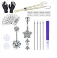 20-piece stainless steel body piercing kit with CZ belly rings, needles, and tools - Piercing Tool Collection / 15pcs Set