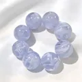 Elegant translucent blue resin bead bracelet with white marbled swirling patterns - Beaded Style (S237) / Blue