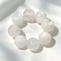 Translucent white resin beaded bracelet with large round balls in a retro style - Beaded Style (S340) / Marble White