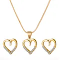 Elegant gold heart jewelry set with sparkling crystals necklace and earrings - KC Gold 6248 (2-Piece Set)