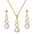 Elegant gold-finished pearl jewelry set including water-drop necklace and earrings. - KC Gold 4519 (2-Piece Set)