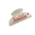 Détail d'une pince à cheveux bride nacrée avec texte rose script - Orange (sachet OPP individuel)