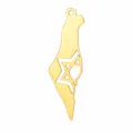 Pendentif carte Israël Palestine en acier inoxydable doré avec étoile de David. - Pendentif carte et étoile ajouré couleur or