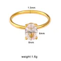 Minimalist 18K gold plated stainless steel ring featuring a clear oval zircon stone - Oval Smooth Style (CK972-Size 5)