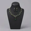 Luxuriöses Brautschmuck-Set mit smaragdgrünem Kristall-Halskette und Ohrring-Set - Grüner Braut Bankett Schmuckset (NS-J6482GGREEN)