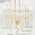 Set de 9 elegantes collares dorados con piedras de colores y colgantes de mariposa y corazón - 6681901HB / Collar
