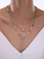 Conjunto de collares multicapa plateados con colgantes de corazón y piedras de colores - 6671501HB / Collar