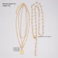 Conjunto de collar de monedas en capas doradas y collar de perlas - 6691101HB / Collar