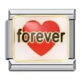 Charme de bracelet modulaire en acier avec un cœur rouge et l'inscription 'forever' - Expression Émotionnelle Cœur Rouge FOREVER (1119)