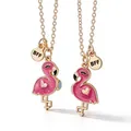 Magnetic pink flamingo BFF friendship necklaces with heart and glitter detail for girls - Flamingo Magnetic Pair Necklace (#21)