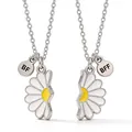 Split daisy magnetic friendship necklace set with silver BF and BFF charms for girls. - Daisy Magnetic Pair Necklace (#20)