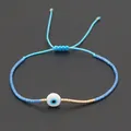 Elegante braccialetto portafortuna intrecciato con malocchio blu e perline Miyuki. - Blu (MI-B200498G)