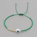 Braccialetto delicato in perline Miyuki verdi con ciondolo malocchio blu protettivo - Verde (MI-B200498K)