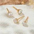 Elegant round brilliant cut moissanite stud earrings in gold plated 925 sterling silver - Stud Earrings / 0.5 Carat / Gold