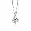 Elegant S925 sterling silver pendant necklace with dual round D color moissanite stones - Vertical Double Diamond Moissanite (6.5MM White Gold) (FDDZ-141)