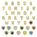 Collezione di lettere A-Z e 12 ciondoli portafortuna a cuore con zirconi cubici - Lettera A / Oro