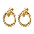 Elegant 18K gold plated triple-layer coiled hoop earrings with interlocking design - 3D Double Hoop Style / Standard / Gold
