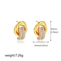Two-tone 18K gold intertwined triple hoop stud earrings with paved stones detail - Rhinestone Circle Style / Standard / Gold