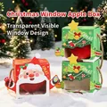 Festive Christmas apple gift boxes with transparent windows and cute Santa designs - Portable Window Apple Box (S-86) / Single Piece