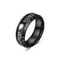 Vintage Viking-ring van zwart titaniumstaal met Noorse runen en de Levensboom-motief - 7# / Zwart