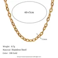 Collana a catena minimalista in acciaio inossidabile placcato oro 18K regolabile da donna - Larghezza 5.3mm