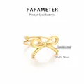 Eleganter verstellbarer goldener Edelstahlring mit minimalistischem Schleifendesign - Einheitsgröße / Schleife Stil (KR111185-KFC) / Gold