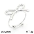 Verstellbarer Ring aus silbernem Edelstahl mit Schleife, 12 mm breit, 2 g Gewicht - Einheitsgröße / Schleife Stil (KKR111184-KFC) / Silber