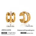 Luxury 18k gold plated stainless steel crystal earcuff for non-pierced ears variant - 3-Layer Spiral (JDE0112254) / Gold
