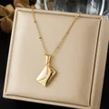 Close-up of gold-plated stainless steel envelope pendant necklace with bead chain. - 3D Envelope Love Letter Zirconia Pendant (N4547)